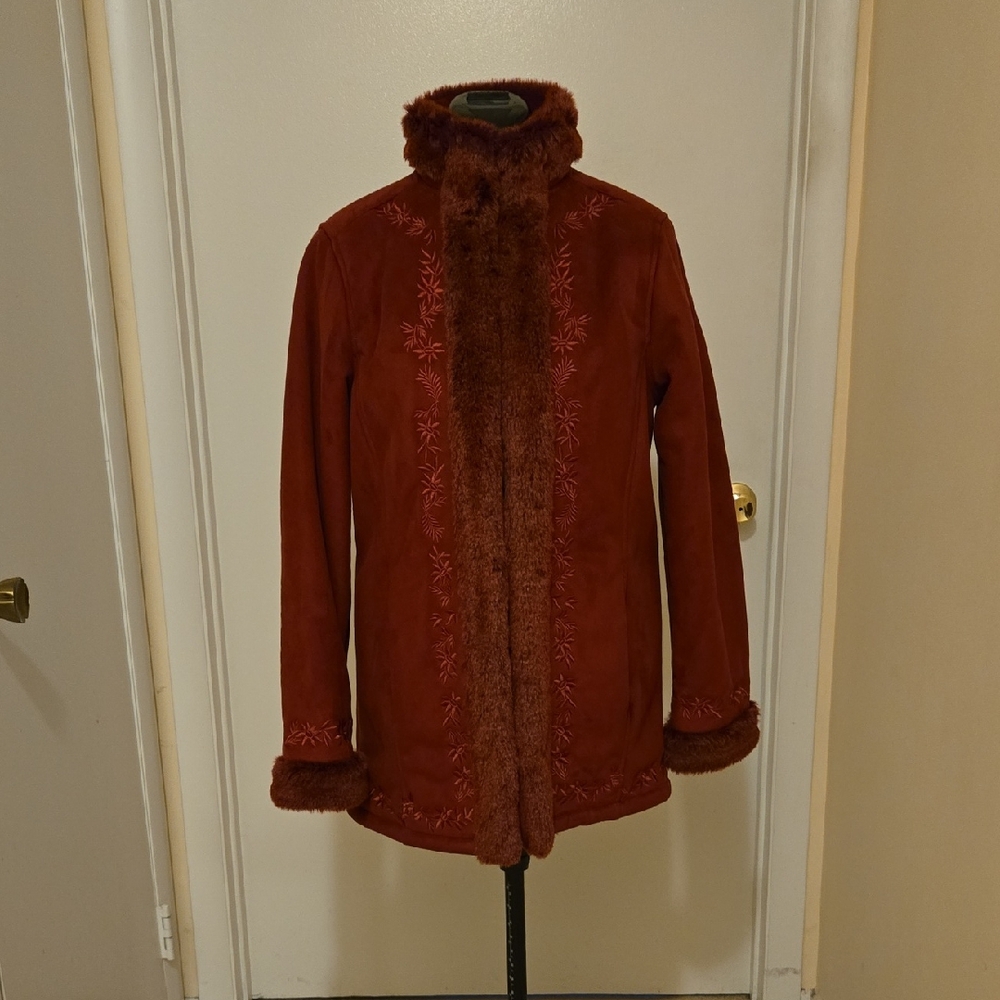 L.L. Bean Women's Red Sherpa Coat Jacket